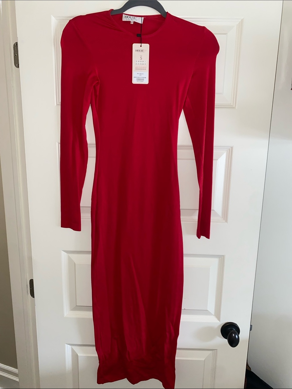 House of CB Red Long Sleeve Bodycon Midi Dress